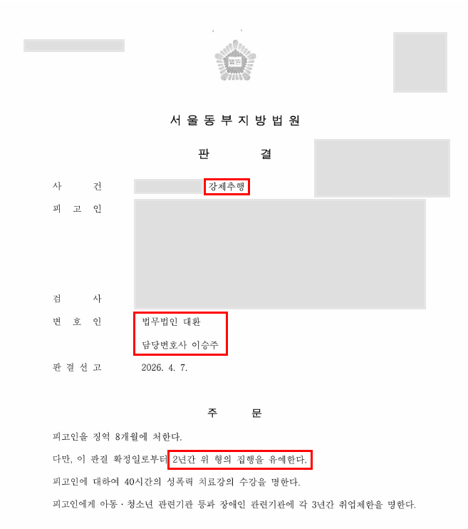 심야 노상 강제추행 사건, 치밀한 양형 전략으로 집행유예 성공