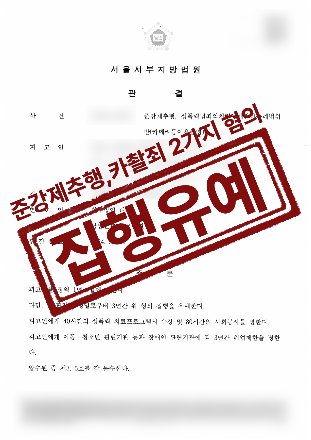 준강제추행,카메라등이용촬영 2가지 혐의를 받은 의뢰인 집행유예 성공사례