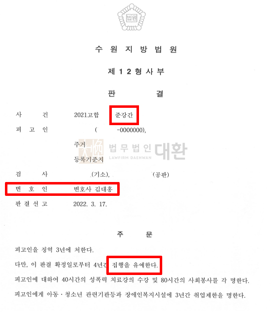 준강간 재범으로 징역형을 선고 받을 가능성이 높았던 사례 - 집행유예